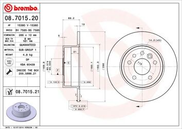 Brembo Prime Line 08.7015.20 <span>тормозной диск полный</span>