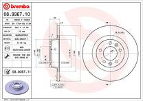 Тормозной диск Brembo Prime Line 08.9367.11 для Peugeot 407 1 пок. / купе