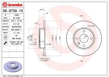Brembo Prime Line 08.9739.10 <span>тормозной диск полный</span>