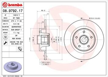 Brembo Prime Line 08.9792.17 <span>тормозной диск полный</span>