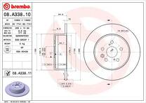 Тормозной диск Brembo Prime Line 08.A338.10 для Toyota Avensis 1 пок. / T22