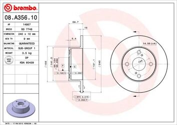 Brembo Prime Line 08.A356.10 <span>тормозной диск полный</span>