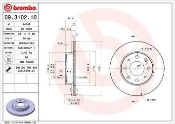 Brembo 09.3102.10 <span>тормозной диск вентилируемый</span>
