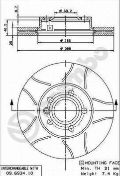 Brembo Xtra Line 09.6934.75 <span>тормозной диск вентилируемый</span>