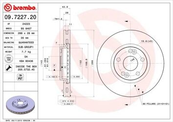 Brembo Prime Line 09.7227.20 <span>тормозной диск вентилируемый</span>
