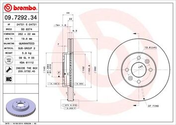 Brembo Prime Line 09.7292.34 <span>тормозной диск вентилируемый</span>