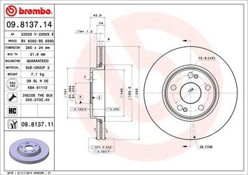 Brembo Prime Line 09.8137.11 <span>тормозной диск вентилируемый</span>