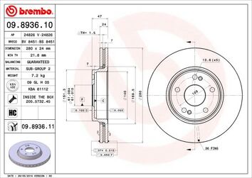 Brembo Prime Line 09.8936.11 <span>тормозной диск вентилируемый</span>