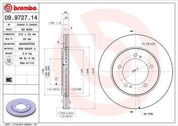 Brembo Prime Line 09.9727.14 <span>тормозной диск вентилируемый</span>