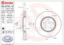 Тормозной диск Brembo Prime Line 09.9743.11 для Chrysler Voyager 4 пок.