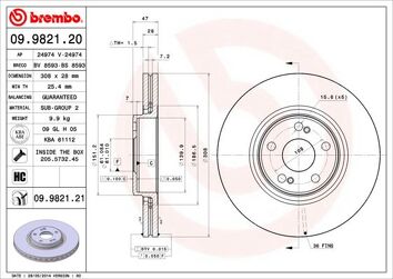 Brembo Prime Line 09.9821.20 <span>тормозной диск вентилируемый</span>
