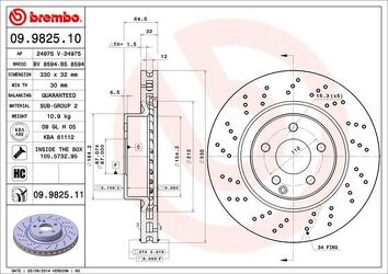 Brembo Prime Line 09.9825.10 <span>тормозной диск вентилируемый</span>