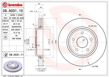 Brembo Prime Line 09.A031.10 <span>тормозной диск вентилируемый</span>