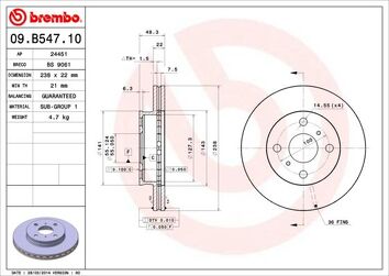Brembo Prime Line 09.B547.10 <span>тормозной диск вентилируемый</span>