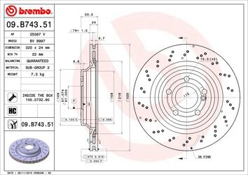 Brembo Prime Line 09.B743.51 <span>тормозной диск вентилируемый</span>