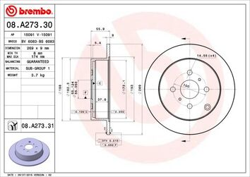 Brembo Prime Line 08.A273.30 <span>тормозной диск полный</span>