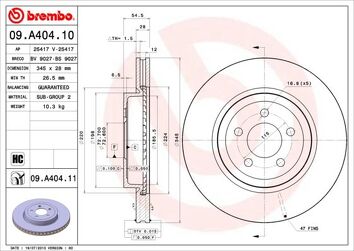 Brembo Prime Line 09.A404.10 <span>тормозной диск вентилируемый</span>