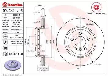 Brembo Prime Line 09.C411.13 <span>тормозной диск вентилируемый</span>