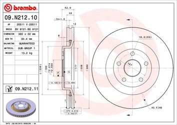 Brembo Prime Line 09.N212.10 <span>тормозной диск вентилируемый</span>