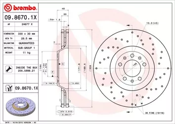 Brembo Xtra Line 09.8670.1X <span>тормозной диск вентилируемый</span>