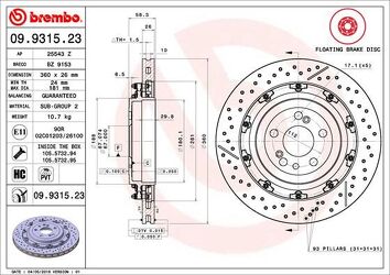 Brembo Prime Line 09.9315.23 <span>тормозной диск </span>