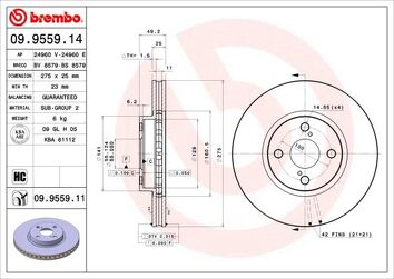 Brembo Prime Line 09.9559.14 <span>тормозной диск вентилируемый</span>