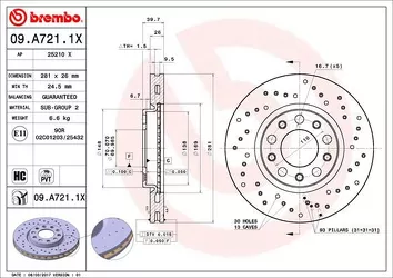 Brembo Xtra Line 09.A721.1X <span>тормозной диск вентилируемый</span>