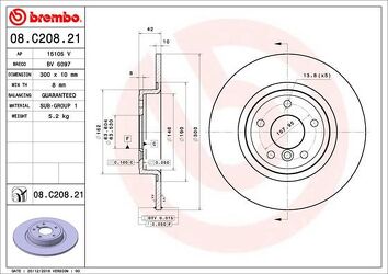 Brembo Prime Line 08.C208.21 <span>тормозной диск полный</span>