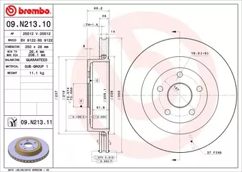 Brembo Prime Line 09.N213.11 <span>тормозной диск вентилируемый</span>