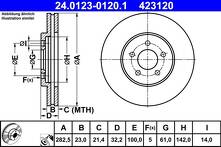 Тормозной диск ATE 24.0123-0120.1 для Chrysler Sebring 2 пок.