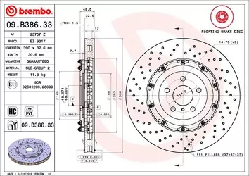 Brembo Prime Line 09.B386.33 <span>тормозной диск </span>