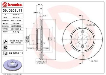 Brembo Prime Line 09.D208.11 <span>тормозной диск вентилируемый</span>