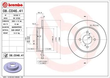 Brembo 08.C046.41 <span>тормозной диск полный</span>