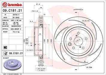 Brembo Prime Line 09.C181.21 <span>тормозной диск вентилируемый</span>