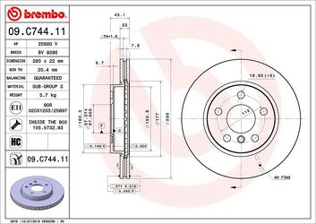 Brembo Prime Line 09.C744.11 <span>тормозной диск вентилируемый</span>