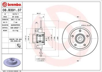 Brembo Prime Line 08.B391.37 <span>тормозной диск полный</span>