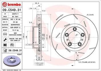 Brembo Prime Line 09.C549.31 <span>тормозной диск вентилируемый</span>