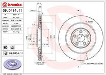 Тормозной диск Brembo Prime Line 09.D434.11 для Jaguar F-Type X152 / рестайлинг