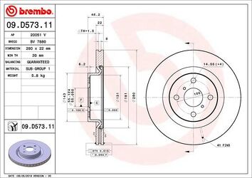 Brembo Prime Line 09.D573.11 <span>тормозной диск вентилируемый</span>