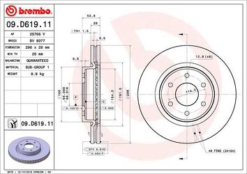 Brembo Prime Line 09.D619.11 <span>тормозной диск вентилируемый</span>