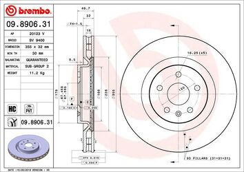 Brembo Prime Line 09.8906.31 <span>тормозной диск вентилируемый</span>