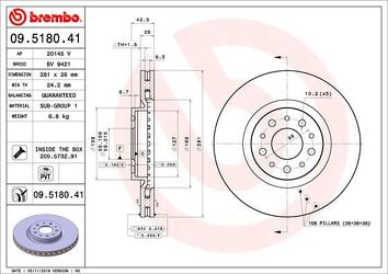 Brembo Prime Line 09.5180.41 <span>тормозной диск вентилируемый</span>