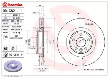 Brembo Prime Line 09.C821.11 <span>тормозной диск вентилируемый</span>