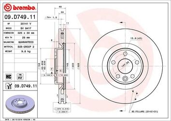 Brembo Prime Line 09.D749.11 <span>тормозной диск вентилируемый</span>