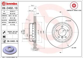 Brembo Prime Line 09.C402.13 <span>тормозной диск вентилируемый</span>