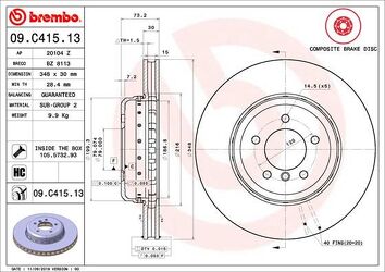Brembo Prime Line 09.C415.13 <span>тормозной диск вентилируемый</span>