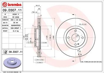 Brembo Prime Line 09.D307.11 <span>тормозной диск вентилируемый</span>
