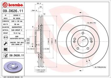 Brembo Prime Line 09.D626.11 <span>тормозной диск вентилируемый</span>