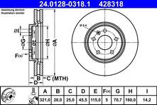 Тормозной диск ATE 24.0128-0318.1 для Opel Insignia B / Country Tourer