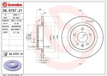 Brembo Prime Line 08.D757.21 <span>тормозной диск полный</span>